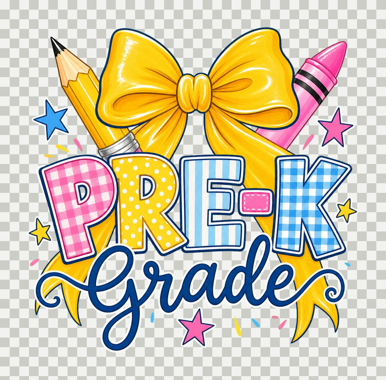 Coquette Back To School Pencil Bow Grade Variation F transparency and detail preview thumbnail