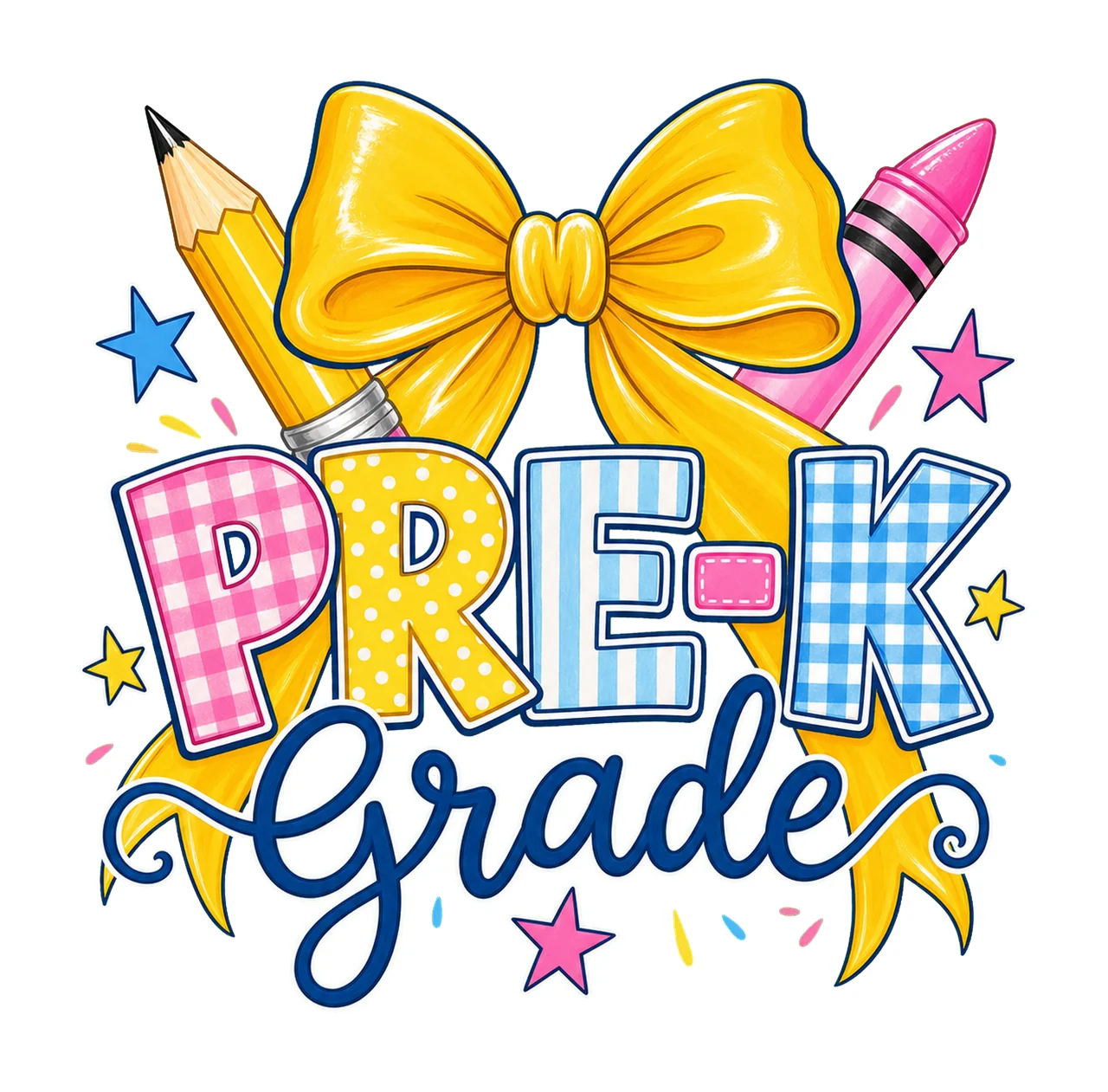 Coquette Back To School Pencil Bow Grade Variation F