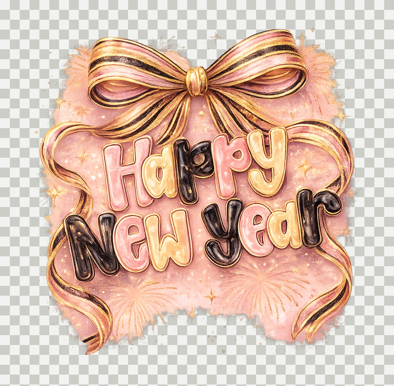 Coquette New Year 2026 Happy New Year Glitter Design Pink transparency and detail preview thumbnail