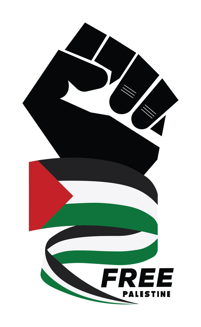 Free Palestine Fist Graphic Element raised ribbon black white