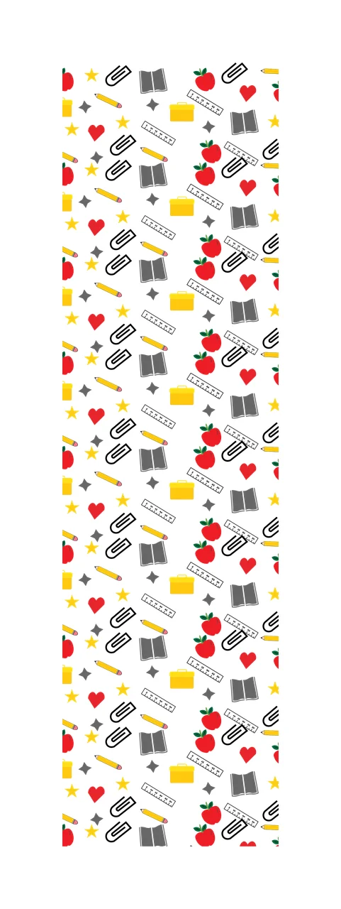 School Supplies Icon Vertical Pattern paperclip book pencil