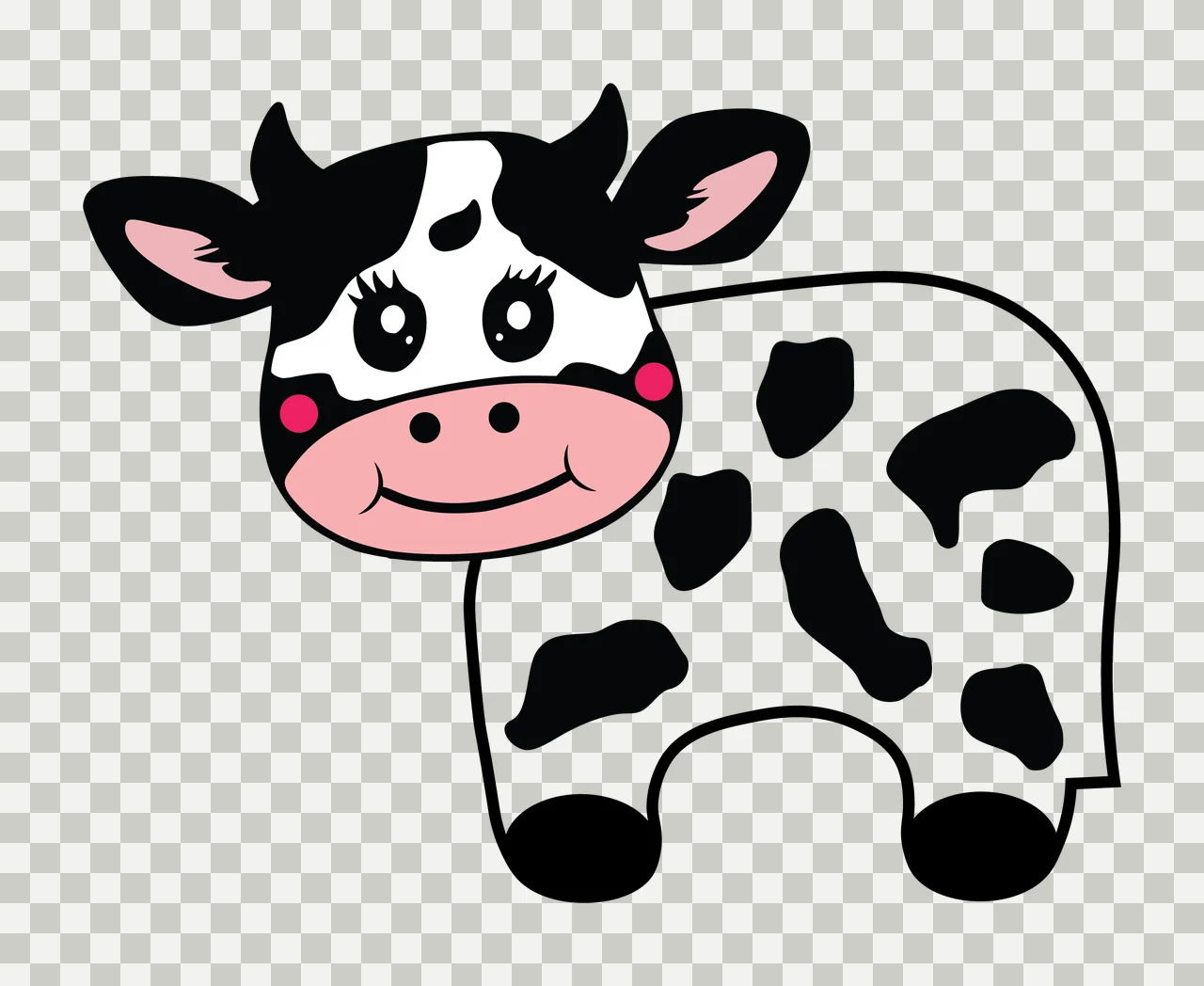 Cow Outline With Black Spot Pattern standing spots horns silhouette transparency and detail preview thumbnail