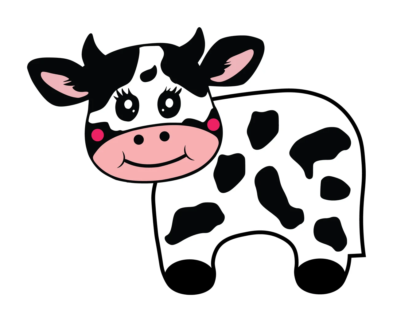 Cow Outline With Black Spot Pattern standing spots horns silhouette