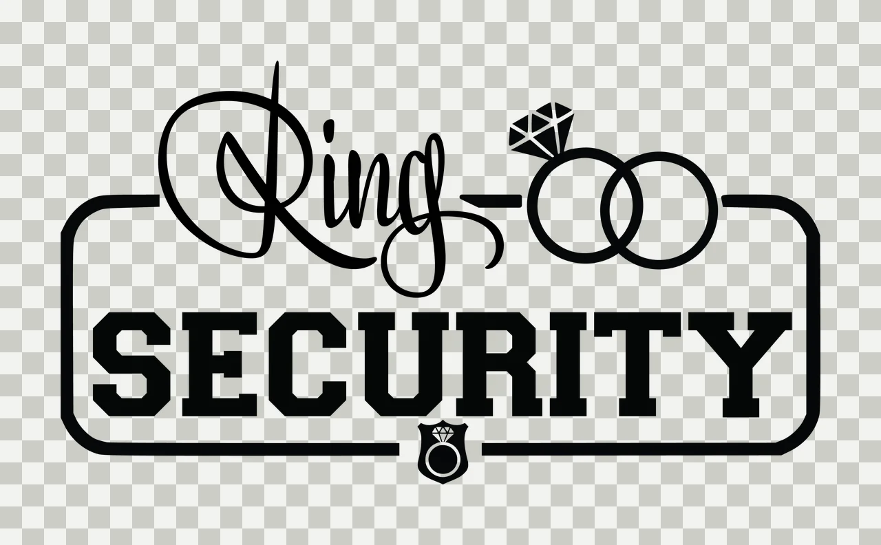 Ring Security Text With Wedding Rings And Badge diamond black transparency and detail preview thumbnail