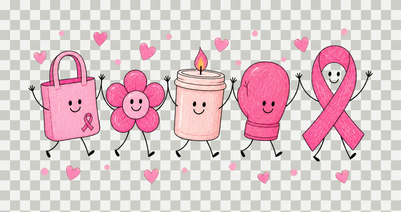 Trendy Breast Cancer Awareness Doodle Cute Variation D transparency and detail preview thumbnail