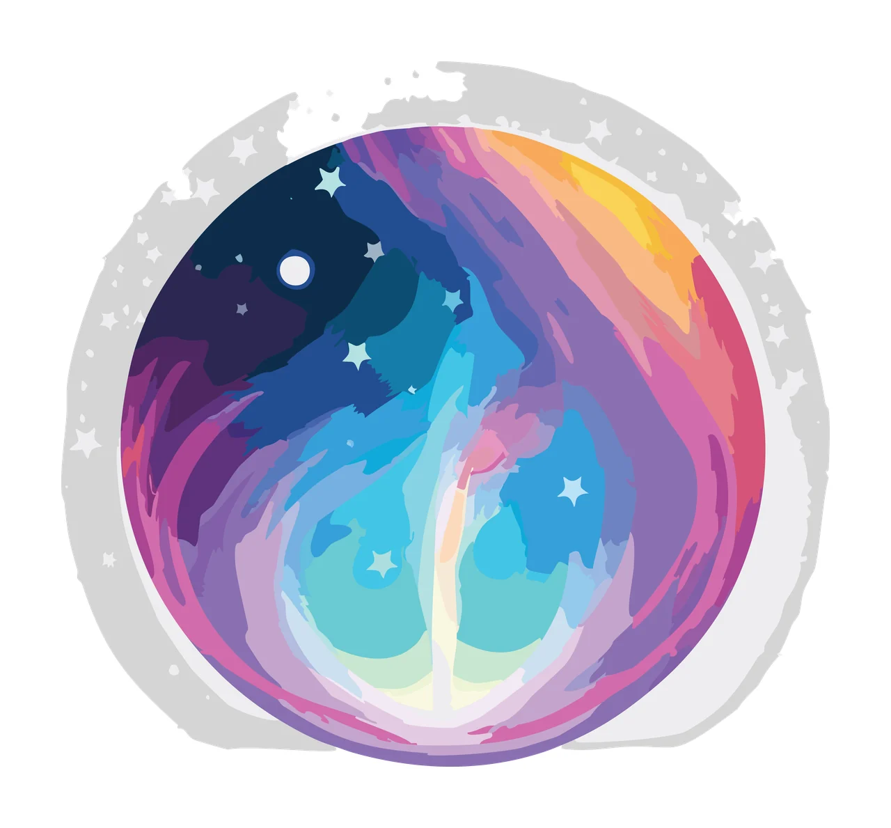 Circle Design With Star And Lines stars black white line abstract