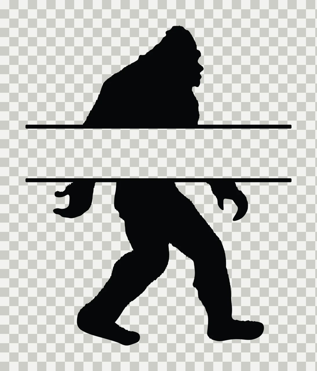Bigfoot Walking With Mythical And Frame In Black transparency and detail preview thumbnail