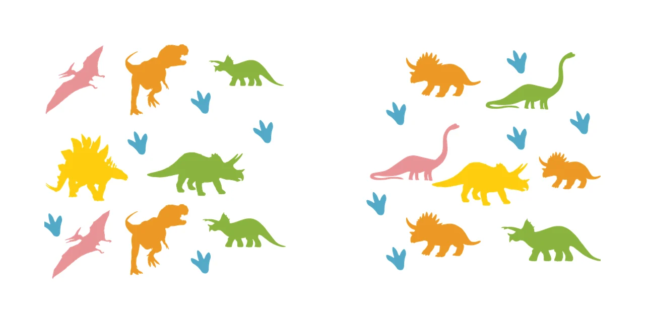 Collection Various Dinosaur Silhouettes And Footprint Icons dinosaurs