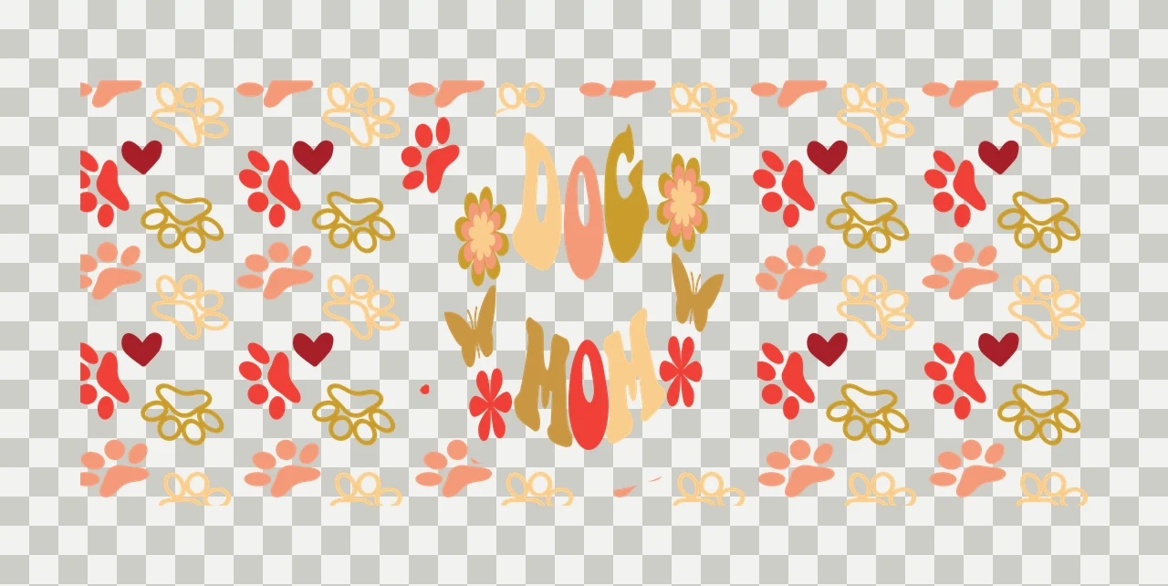 Can Glass Wrap Paw Print Decorative Design Typography Surrounding transparency and detail preview thumbnail
