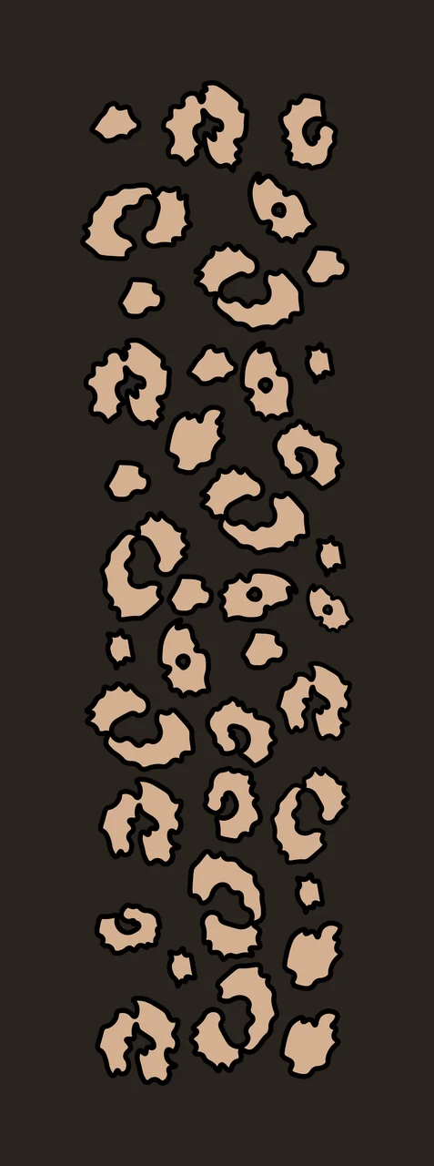 Leopard print pattern Illustration with leopard rosettes, animal spots, black outlines and tan fill in beige contrast preview thumbnail
