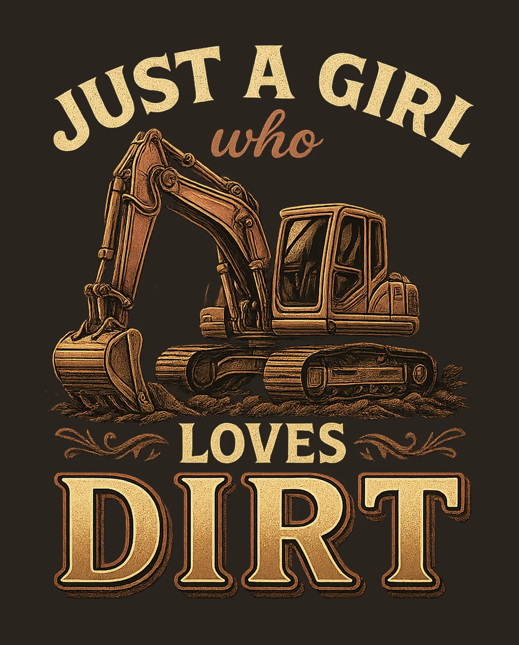 Just Girl Who Loves Dirt Pink Excavator Sublimation Design contrast preview thumbnail