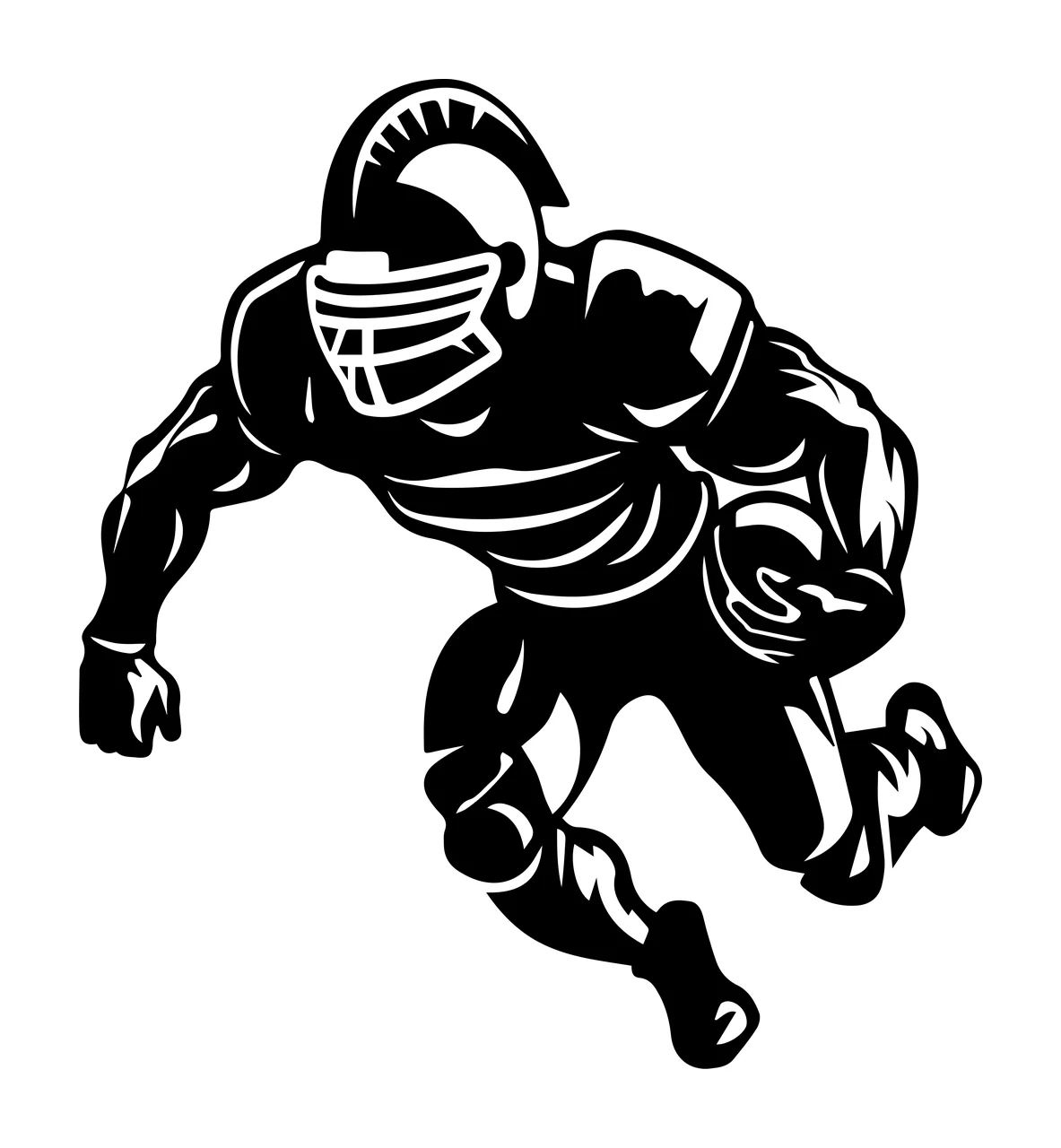 Football Player In Gladiator Helmet running silhouette black