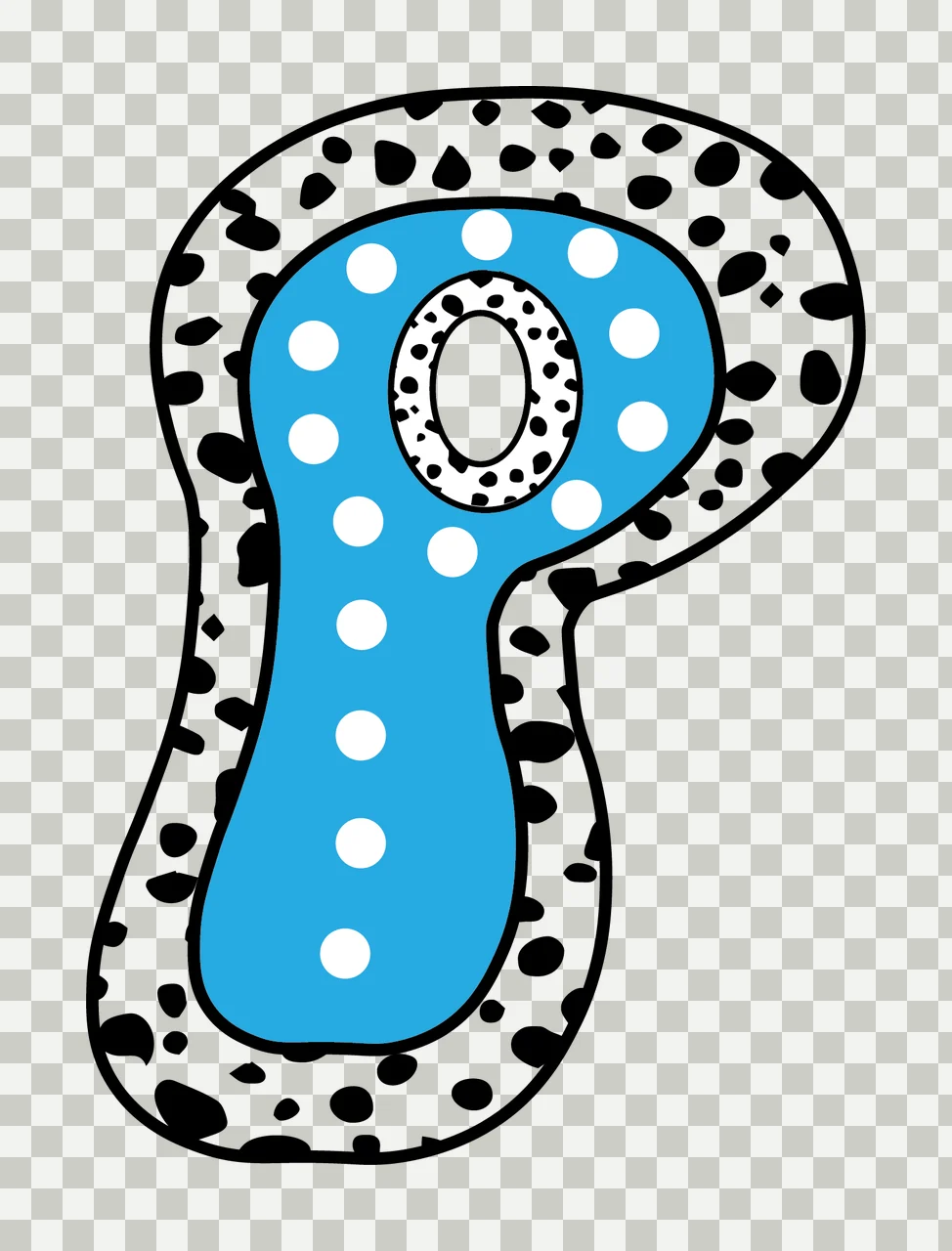 Dalmatian Dots Font Race Doodle Character 16 racing checkered flag transparency and detail preview thumbnail