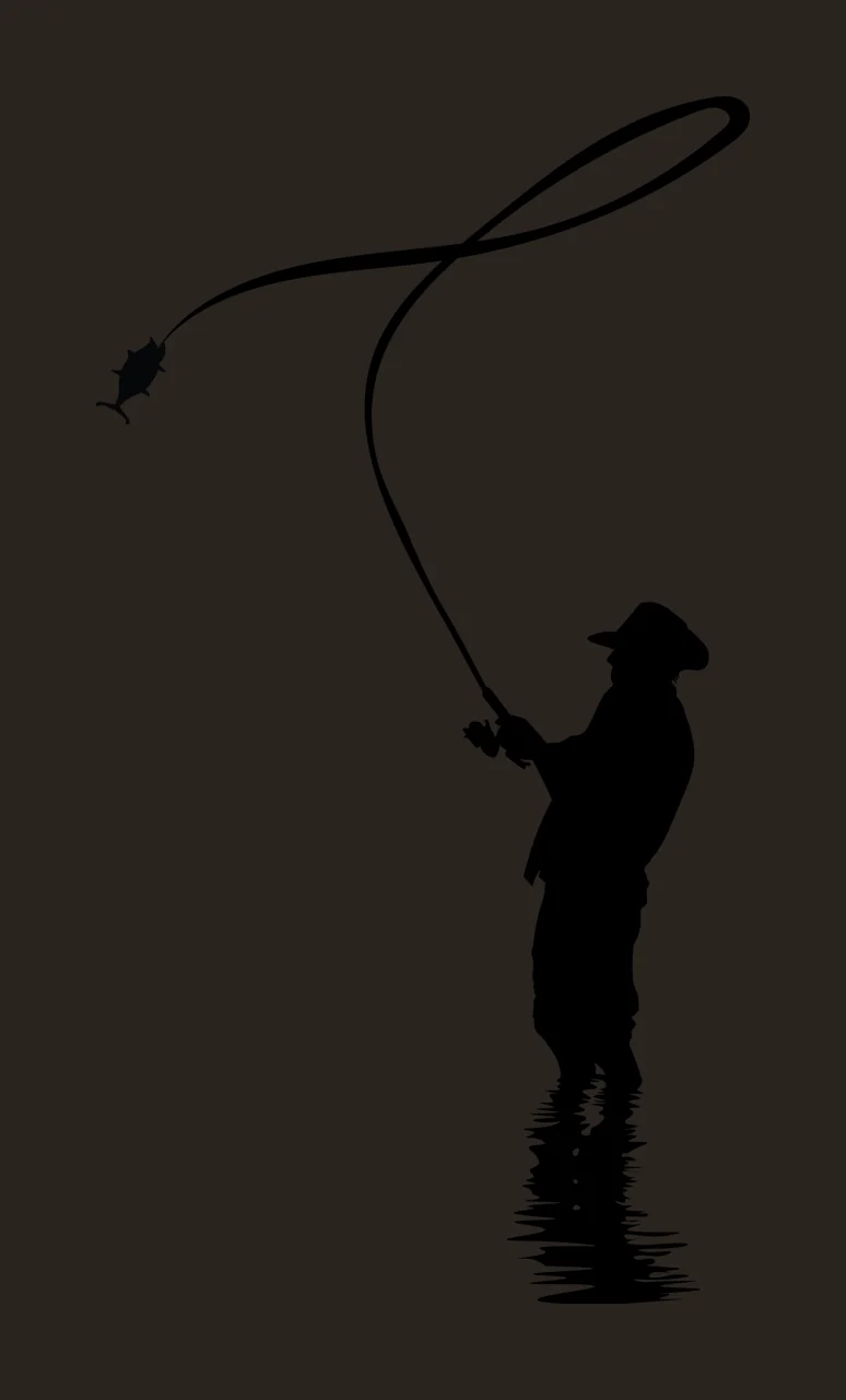 Fisherman Fish Black Silhouette Fishing Standing person hat contrast preview thumbnail