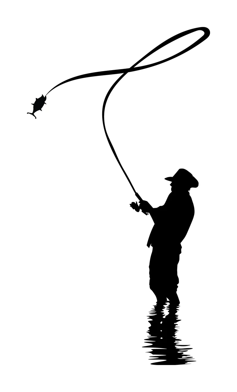 Fisherman Fish Black Silhouette Fishing Standing person hat