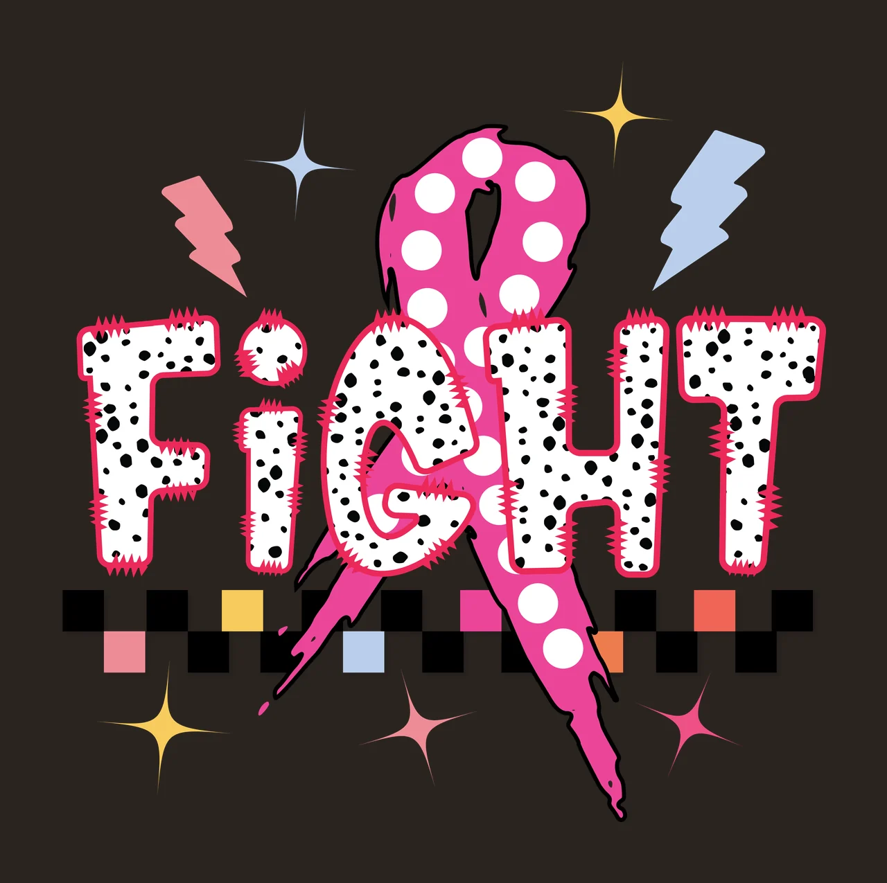 Fight Typography With Ribbon And Checkers displayed lightning bolt contrast preview thumbnail
