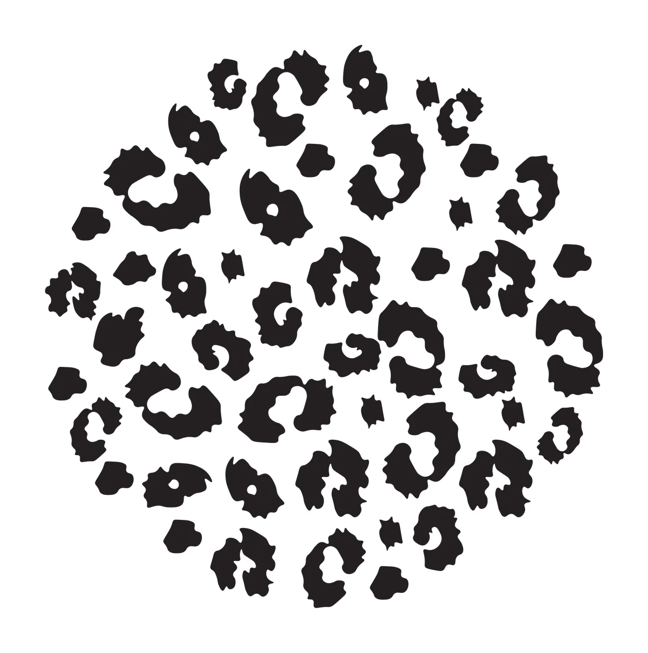 Leopard print pattern Illustration with black leopard spots and white background