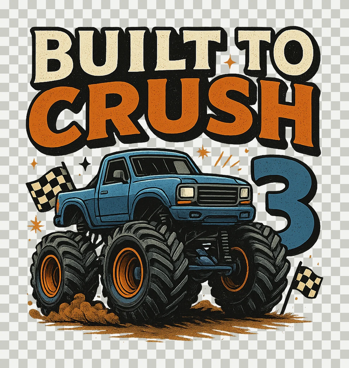 Monster Truck 3rd Birthday Ready to Crush Tee Design Kids transparency and detail preview thumbnail