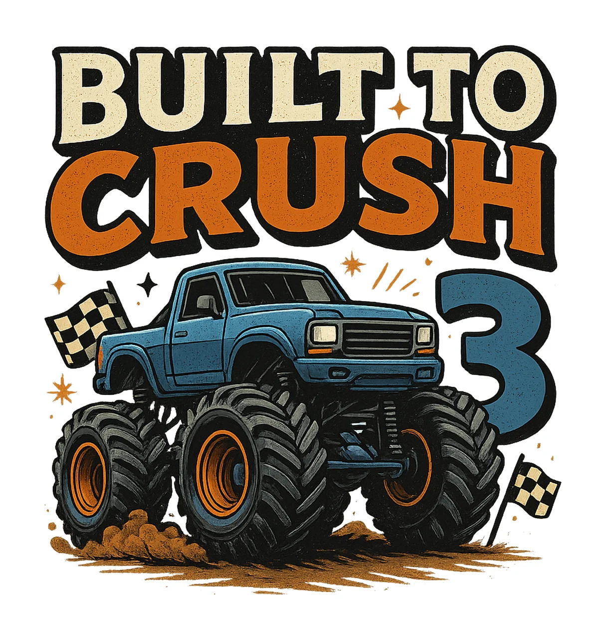 Monster Truck 3rd Birthday Ready to Crush Tee Design Kids
