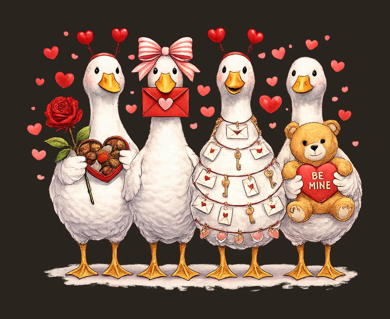 Valentine Goose Pink Coquette Design Funny Valentine Duck contrast preview thumbnail