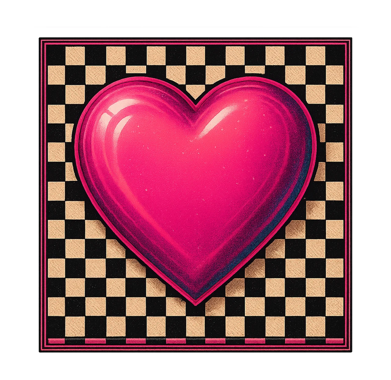Coquette Valentine Heart Retro Checkered Design Sublimation