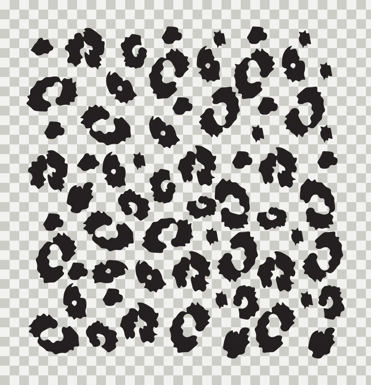 Leopard spot pattern Illustration with black leopard spots and white background transparency and detail preview thumbnail