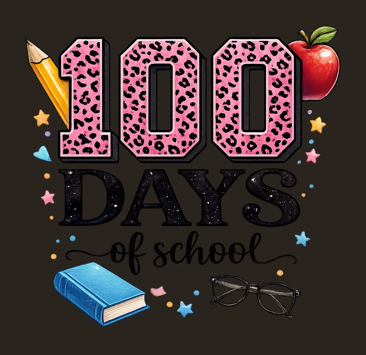 100 Days Of School Teacher Shirt Leopard School Digital contrast preview thumbnail