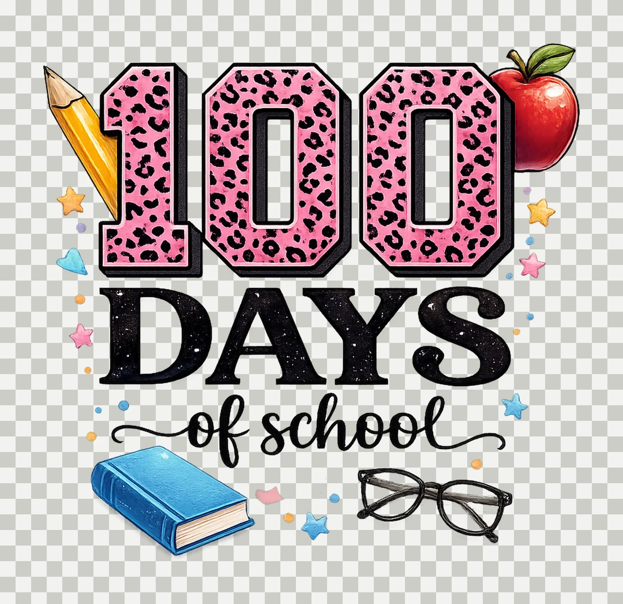 100 Days Of School Teacher Shirt Leopard School Digital transparency and detail preview thumbnail