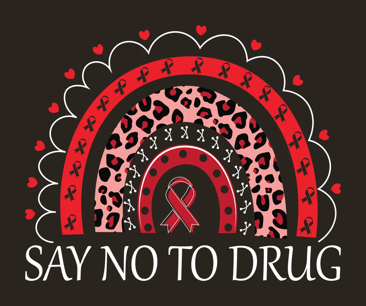 Ribbon Say No To Drug Rainbow shape displaying text and ribbons contrast preview thumbnail