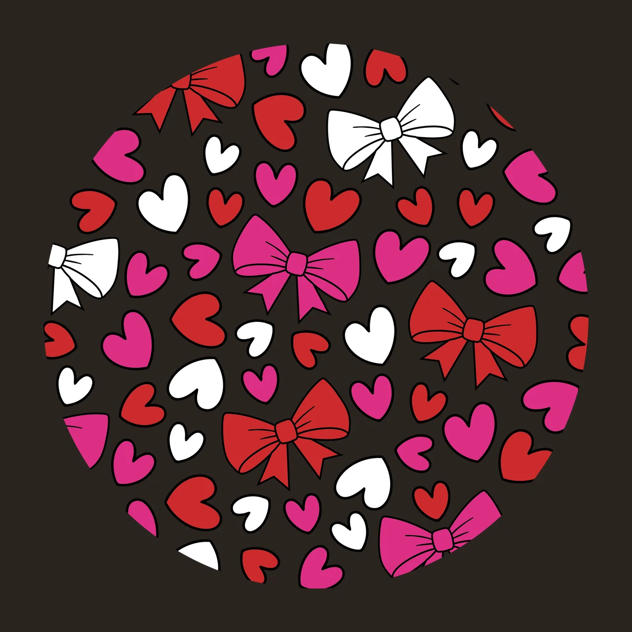 Bow Keychain Heart And Repeating Pattern tiling hearts bows contrast preview thumbnail