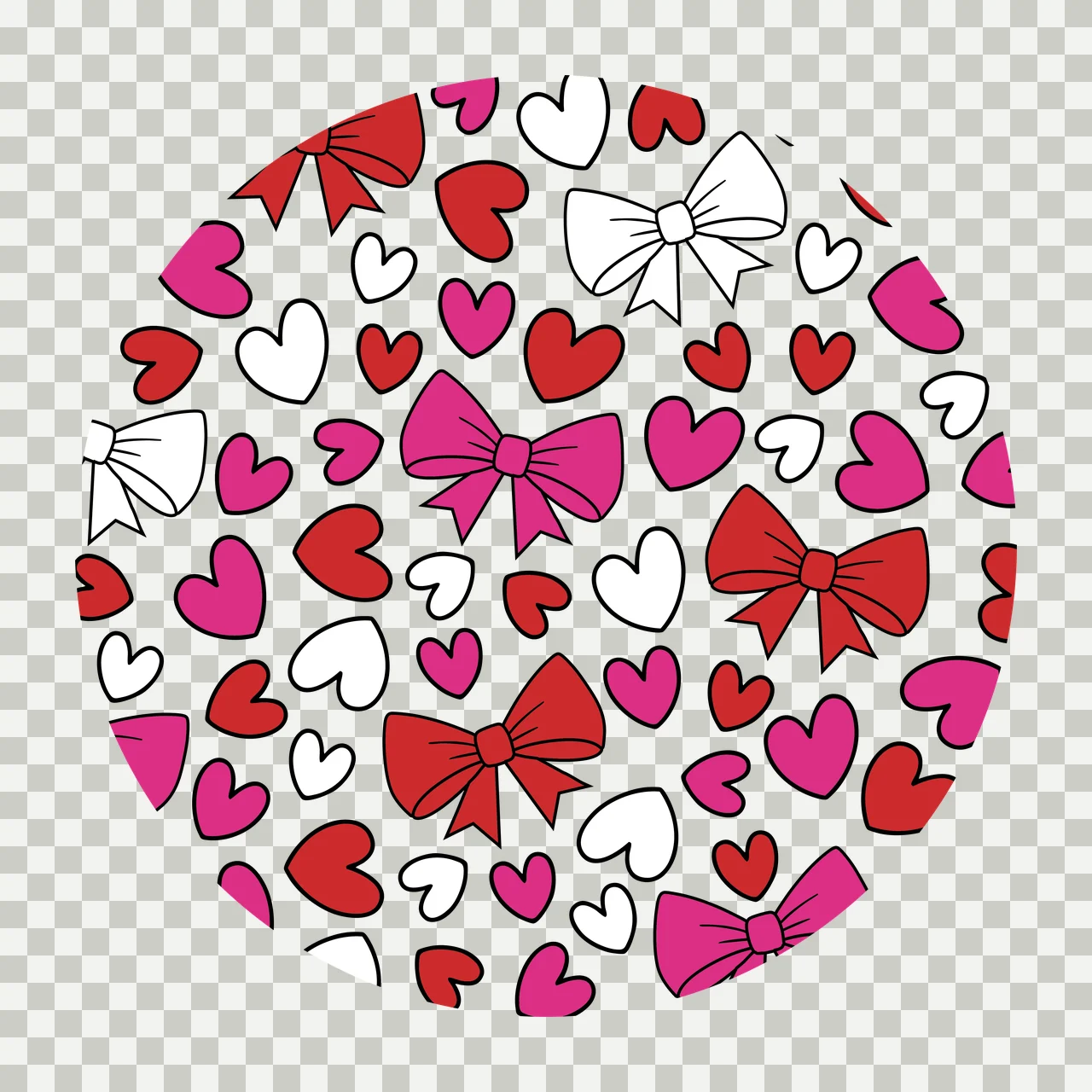 Bow Keychain Heart And Repeating Pattern tiling hearts bows transparency and detail preview thumbnail