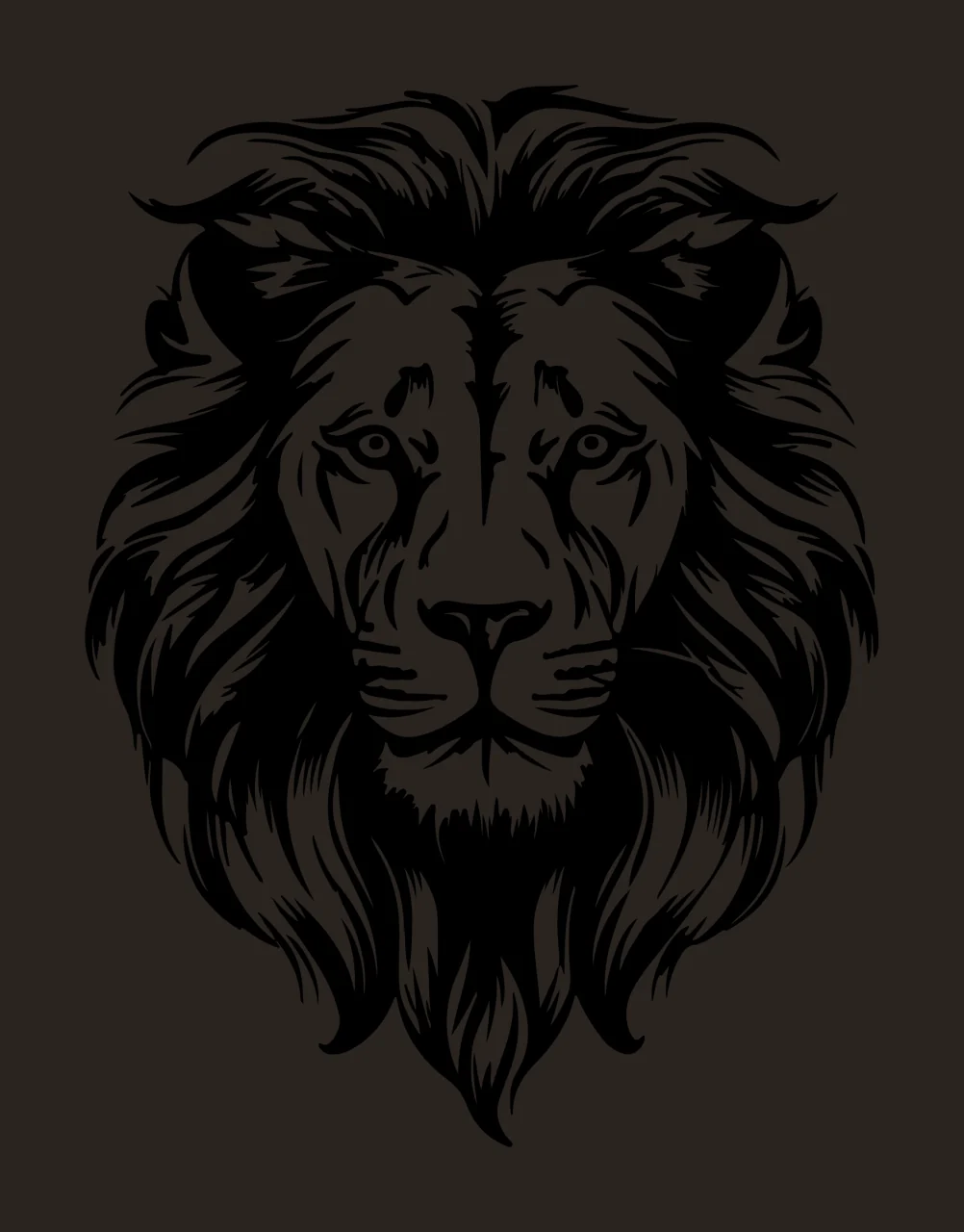 Lion Head Majestic Mane Illustration facing black white animal contrast preview thumbnail