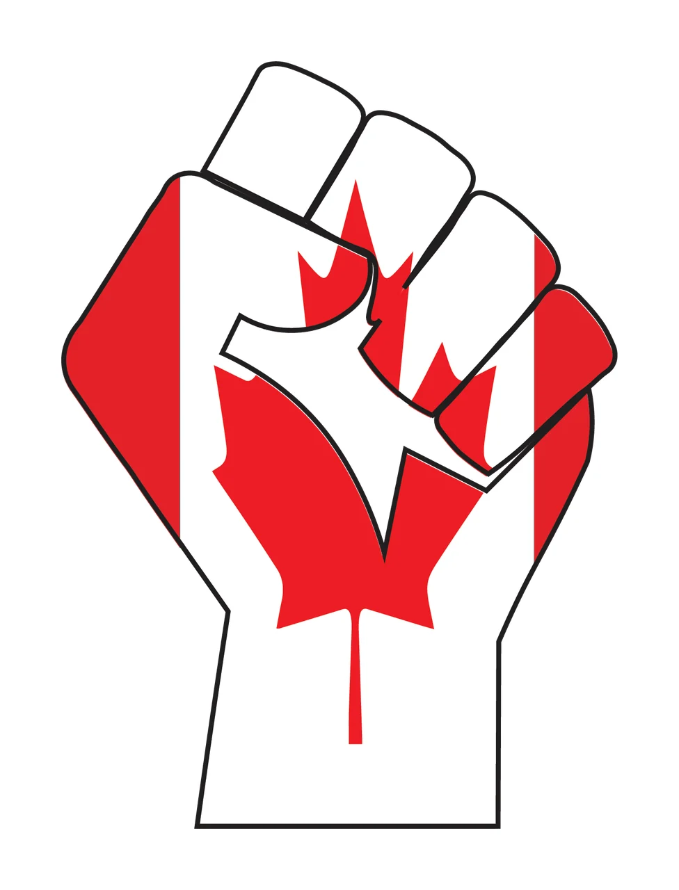 Raised Fist Black And White Silhouette fingers wrist line art