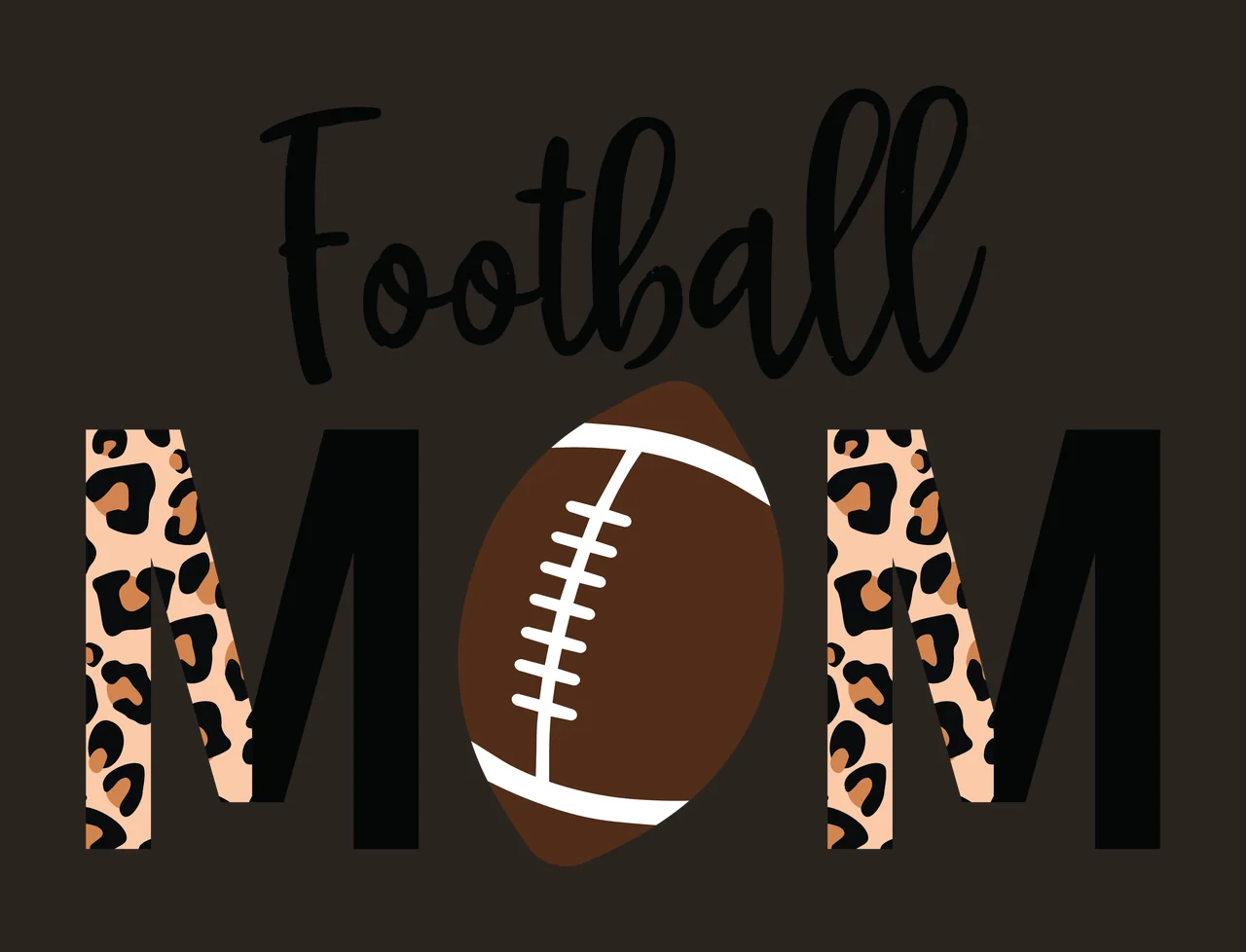 Mom Leopard Black Print Text Graphic With Central football contrast preview thumbnail