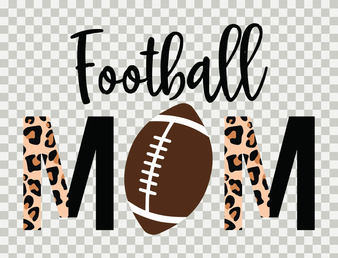 Mom Leopard Black Print Text Graphic With Central football transparency and detail preview thumbnail