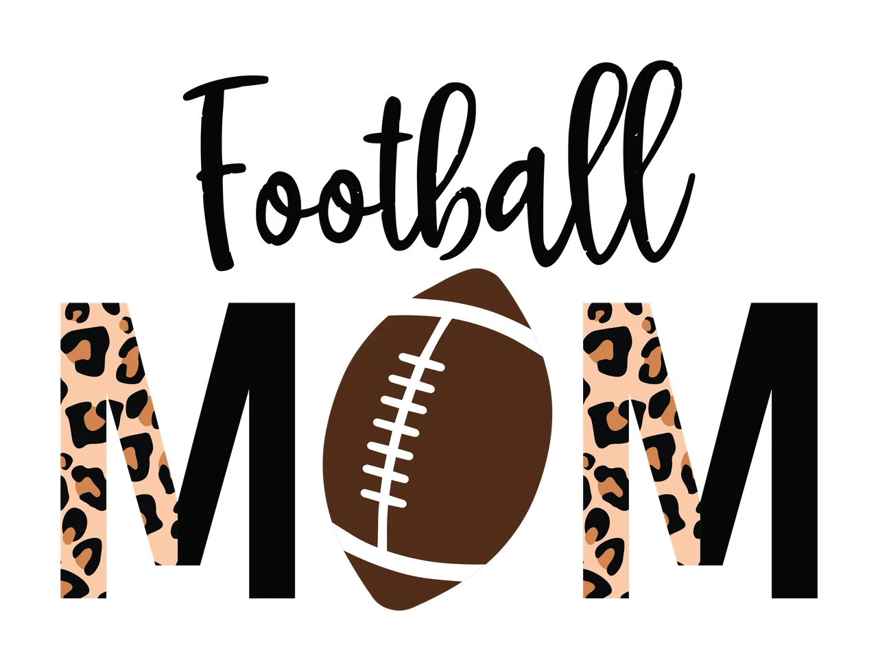 Mom Leopard Black Print Text Graphic With Central football