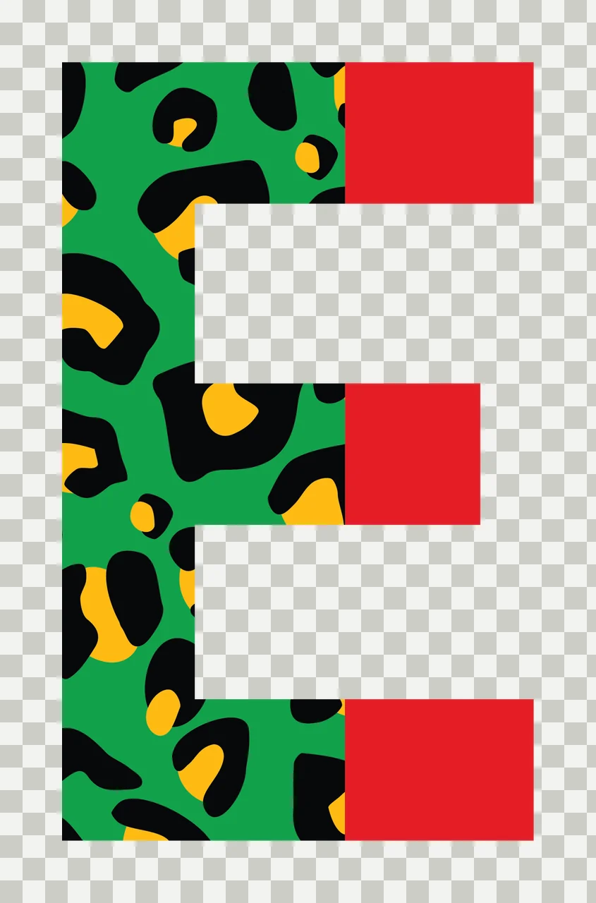Can Glass Wrap E Letter With Green Leopard transparency and detail preview thumbnail