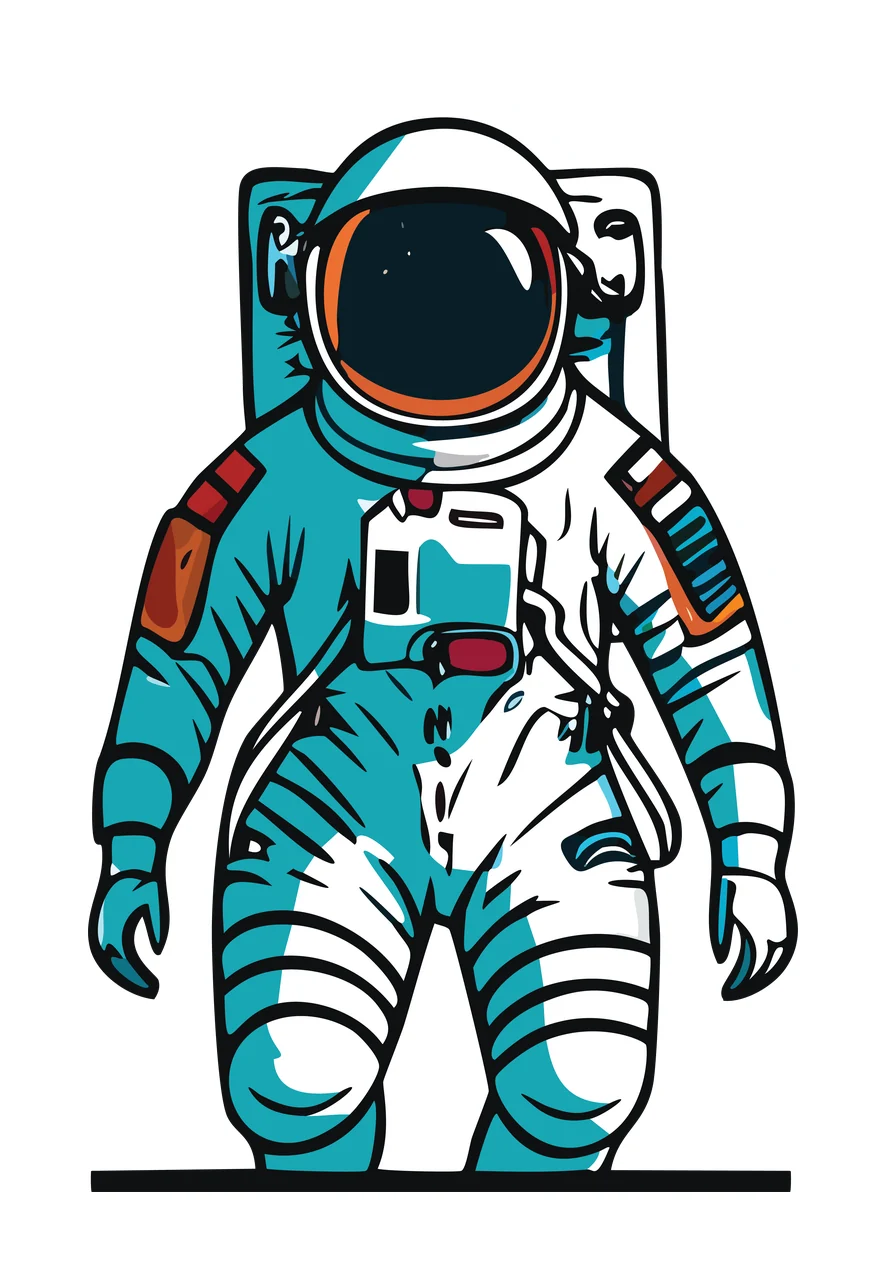 Space Black Silhouette Astronaut Standing Form suit helmet