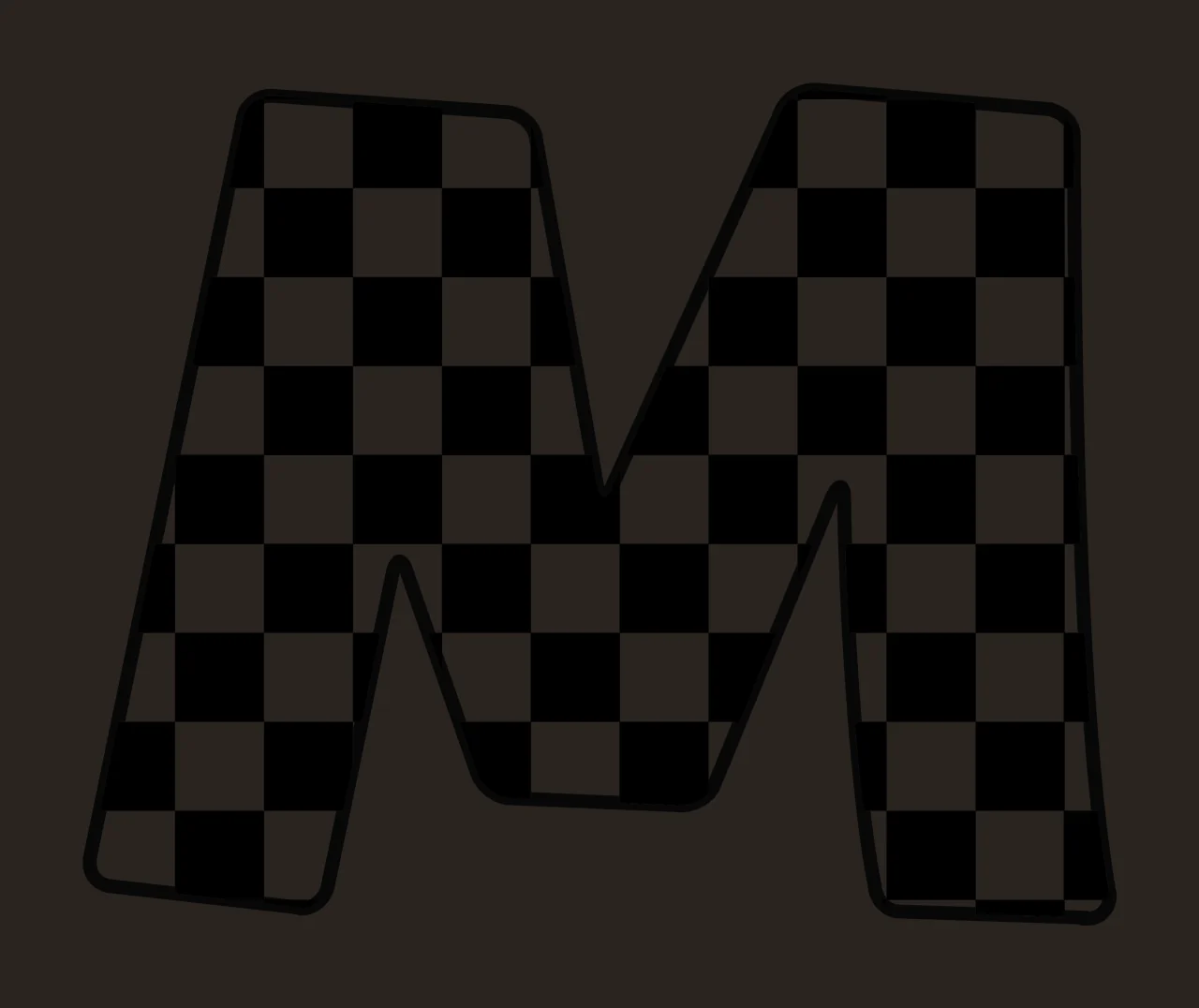 Can Glass Wrap M Letter Checkerboard Pattern Silhouette contrast preview thumbnail