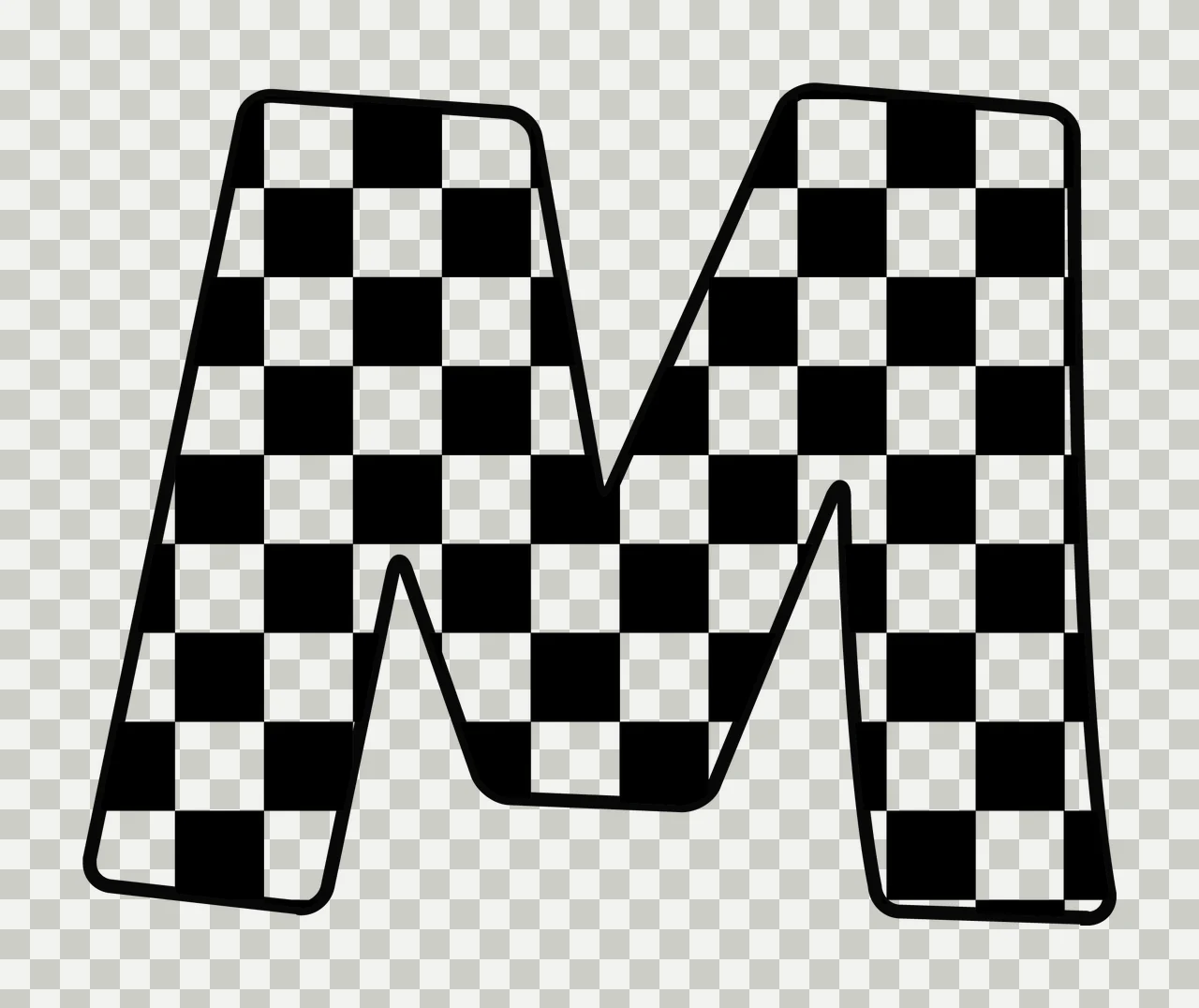 Can Glass Wrap M Letter Checkerboard Pattern Silhouette transparency and detail preview thumbnail