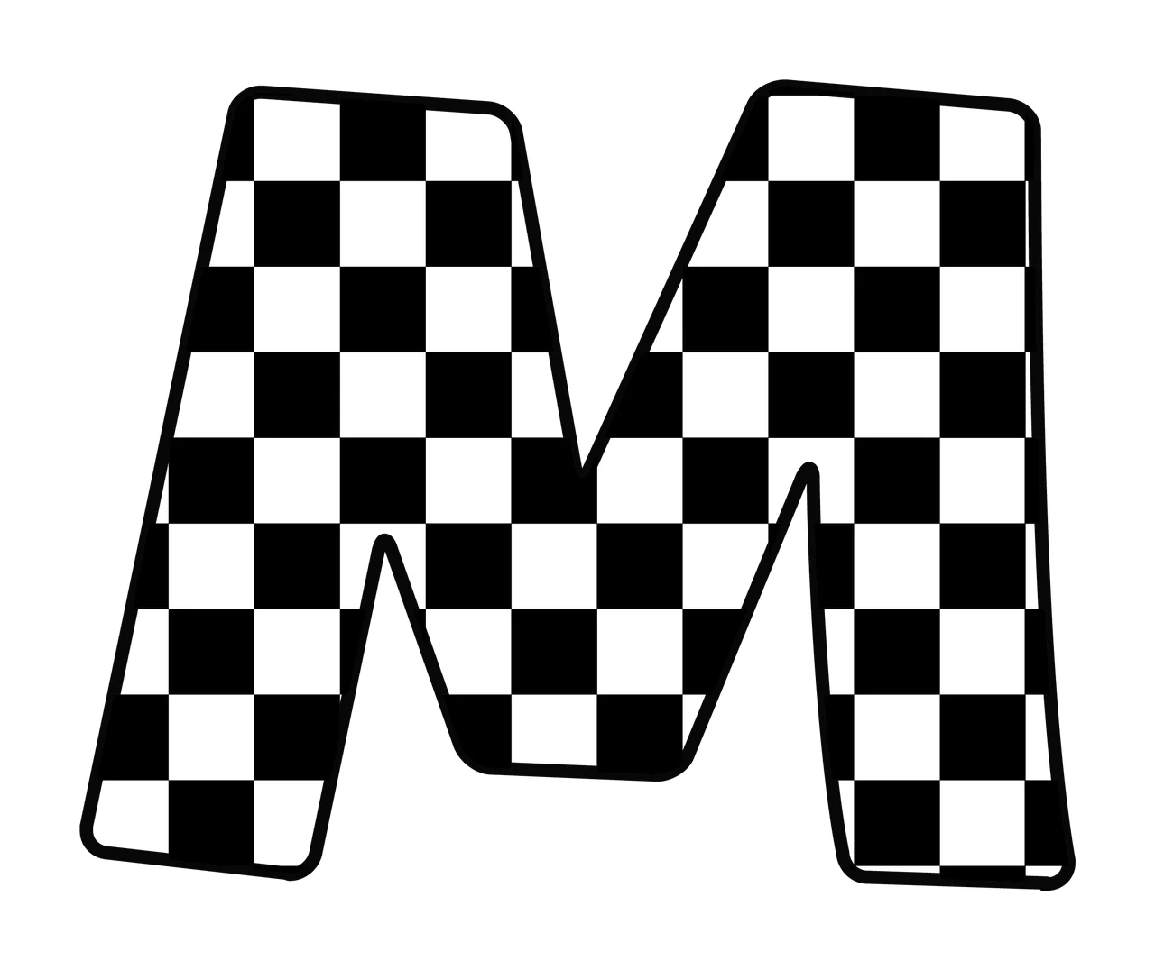 Can Glass Wrap M Letter Checkerboard Pattern Silhouette