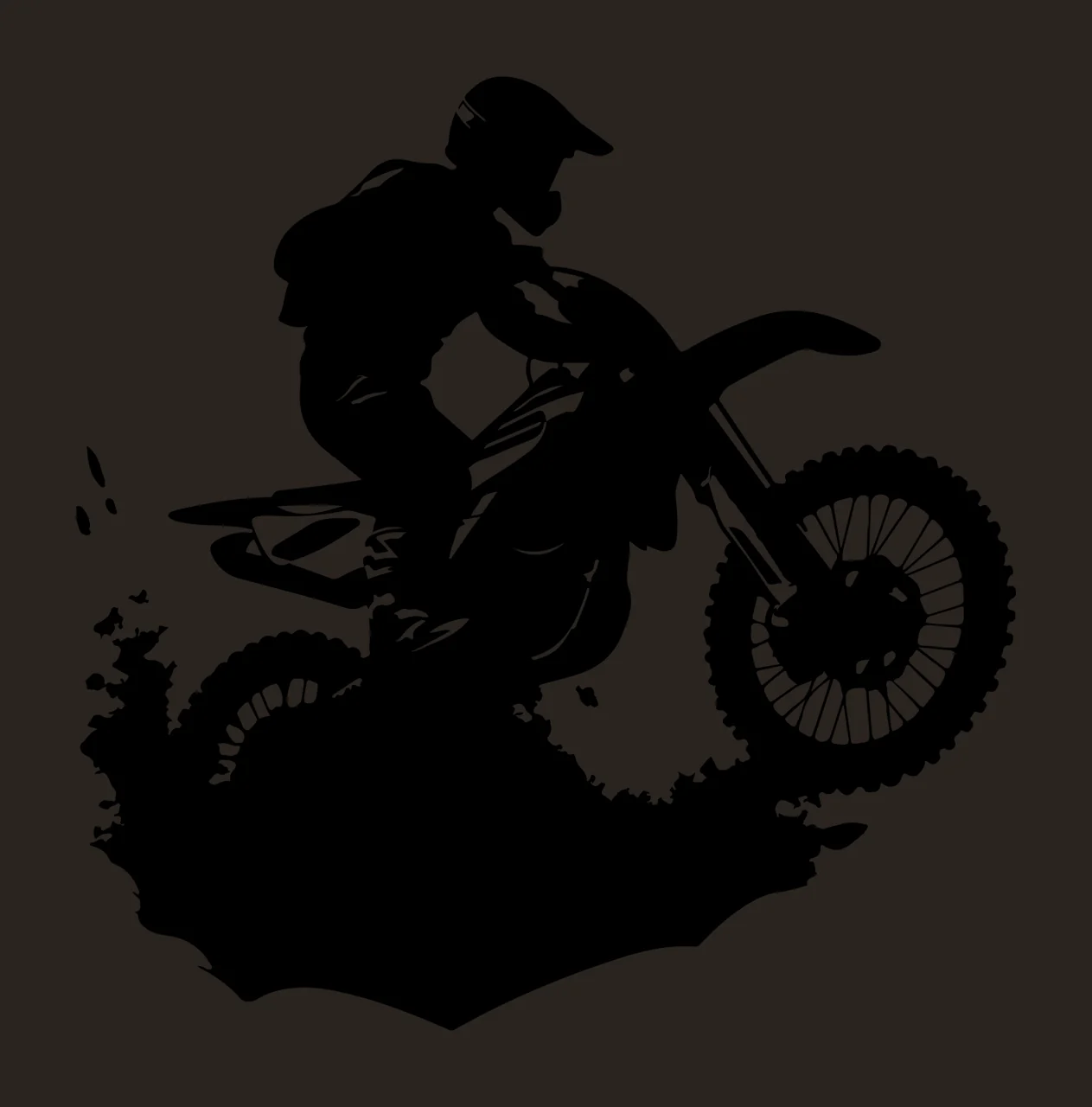 Motocross Rider Silhouette Jumping Dirt Bike splash black white contrast preview thumbnail