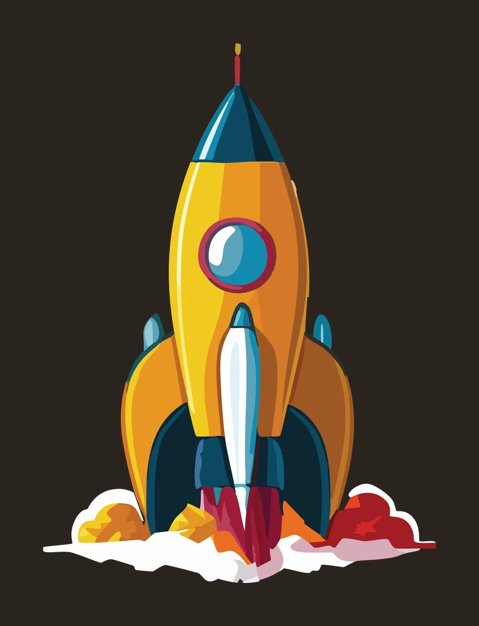 Space Rocket Ship Takeoff Silhouette Illustration smoke ground contrast preview thumbnail