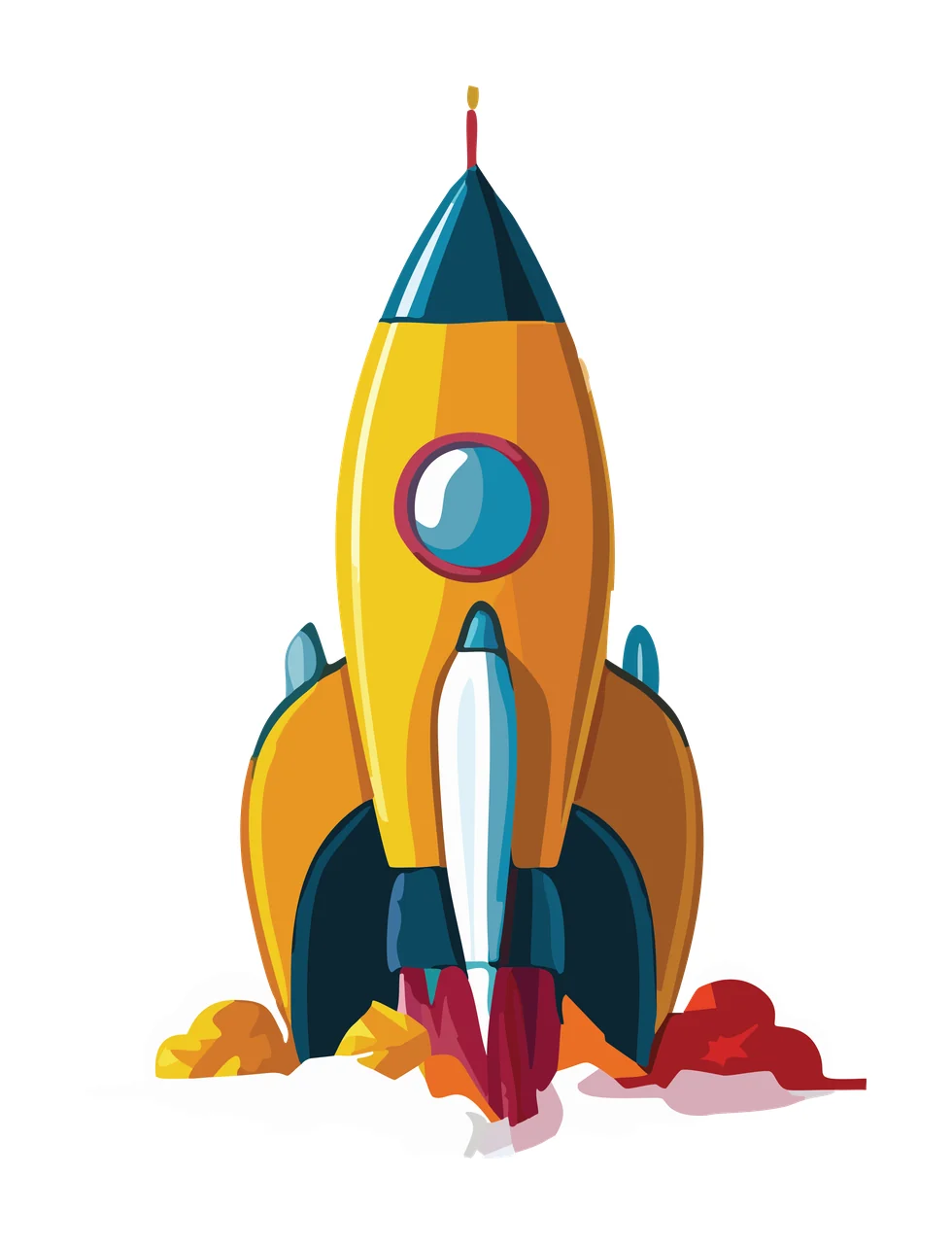 Space Rocket Ship Takeoff Silhouette Illustration smoke ground
