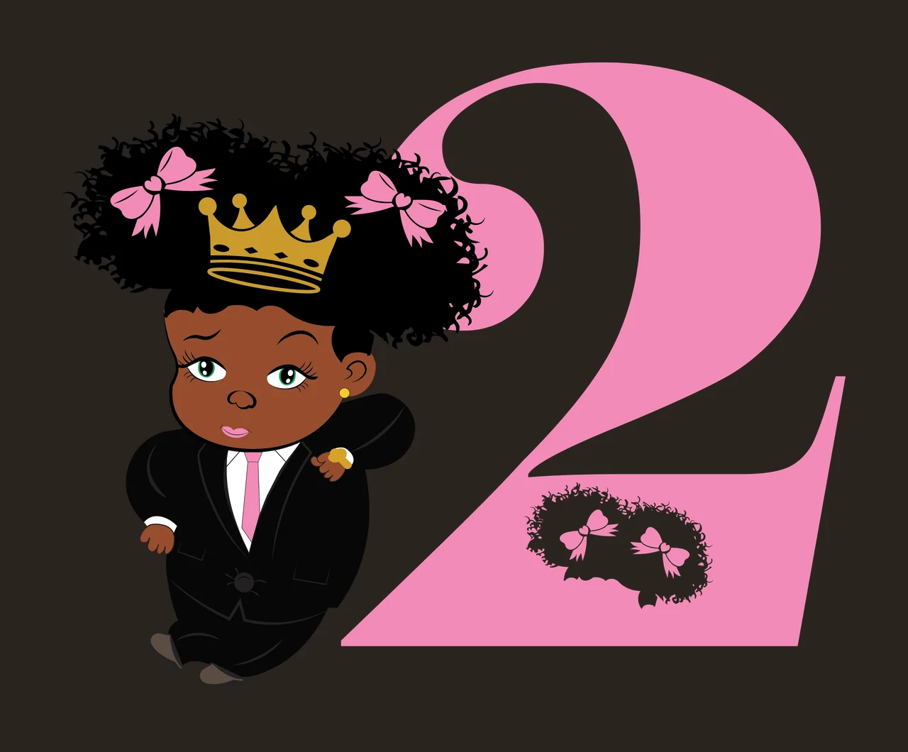 Black 2 Silhouette Of A Curly Haired Figure standing number two contrast preview thumbnail