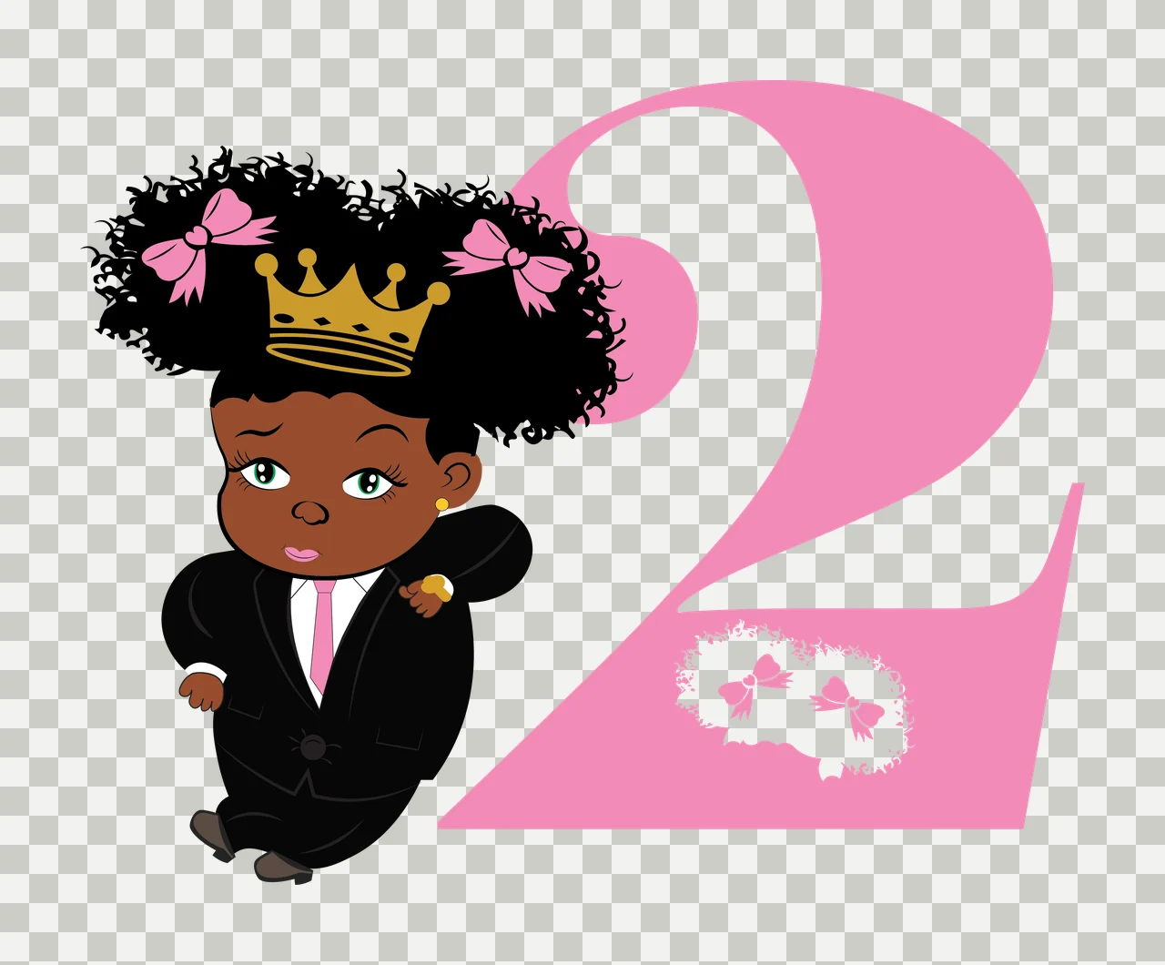 Black 2 Silhouette Of A Curly Haired Figure standing number two transparency and detail preview thumbnail