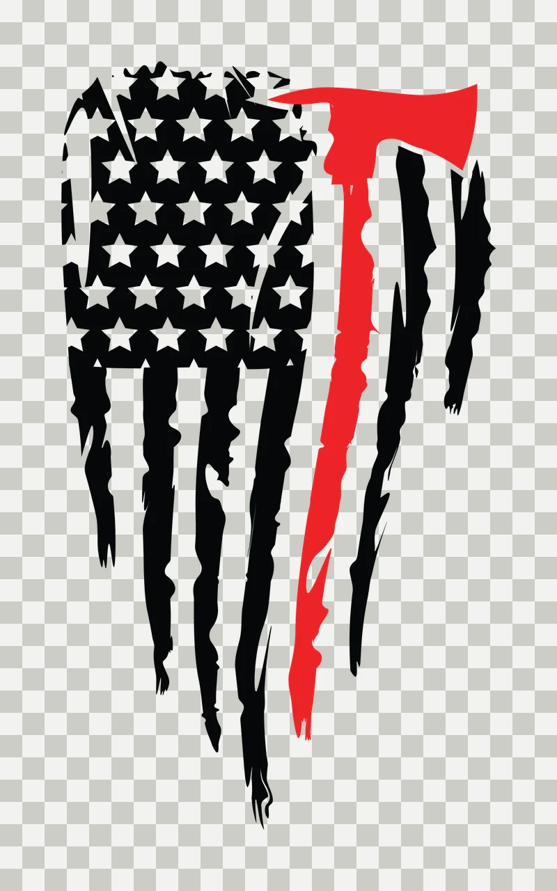 Flag A Vertical Distressed Striped With Hatchet Silhouette Variation transparency and detail preview thumbnail