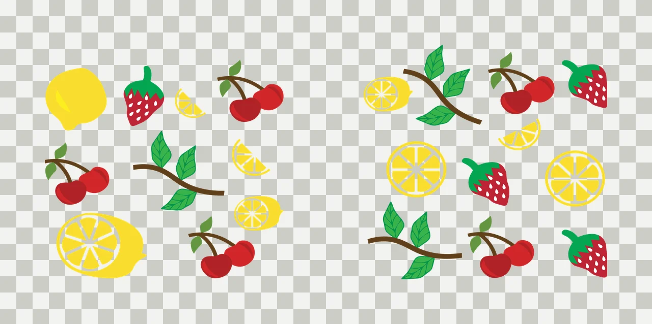 Can Glass Wrap Mixed Fruit And Foliage Silhouettes cherry lemon transparency and detail preview thumbnail