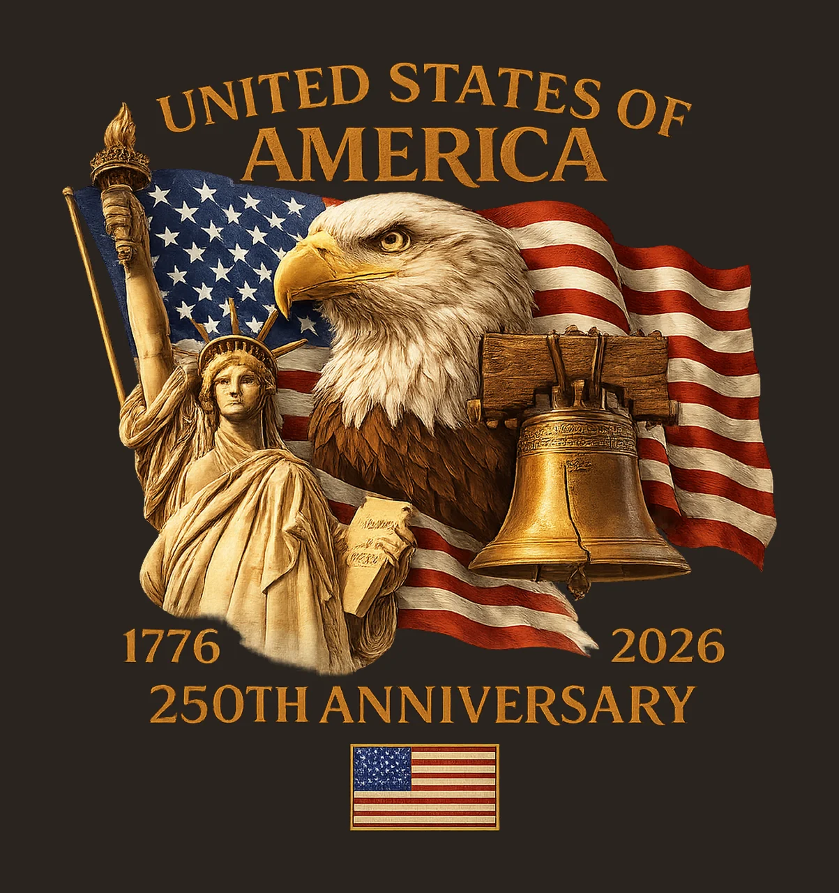 America 250th Anniversary Art Patriotic Eagle Liberty Design contrast preview thumbnail