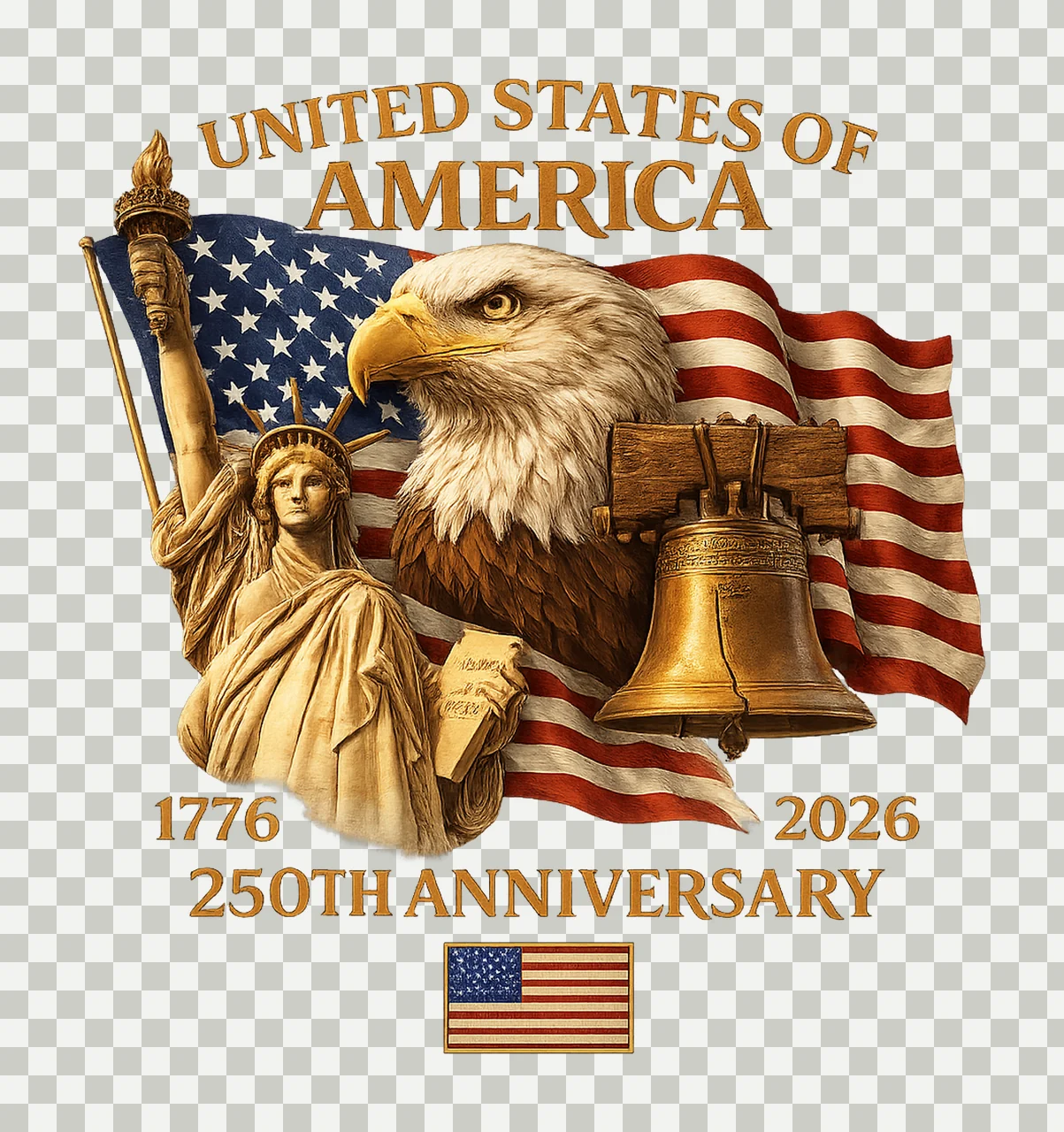 America 250th Anniversary Art Patriotic Eagle Liberty Design transparency and detail preview thumbnail